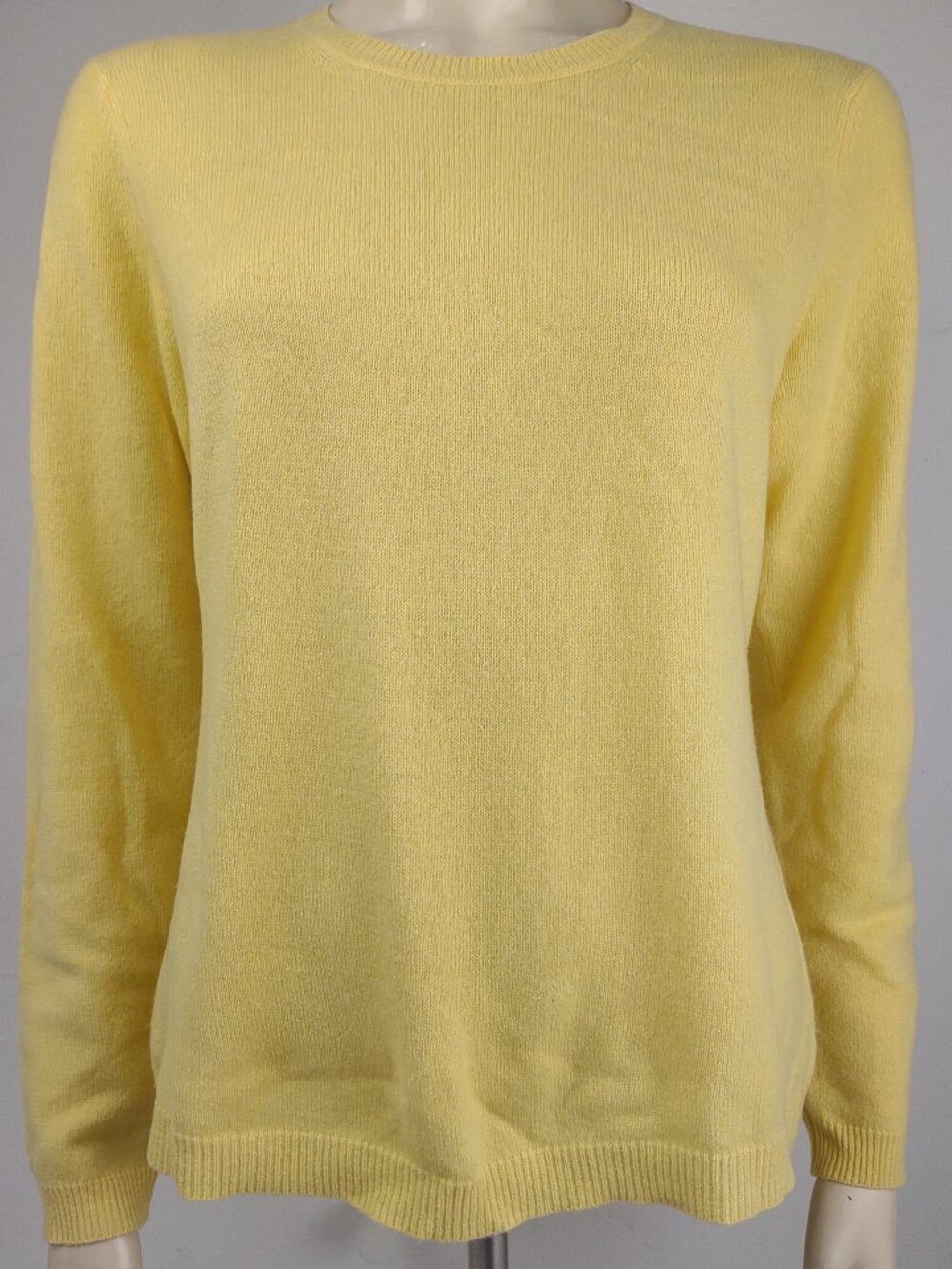 Simply Cashmere yellow 100% Cashmere crew neck pullover sweater ladies Large